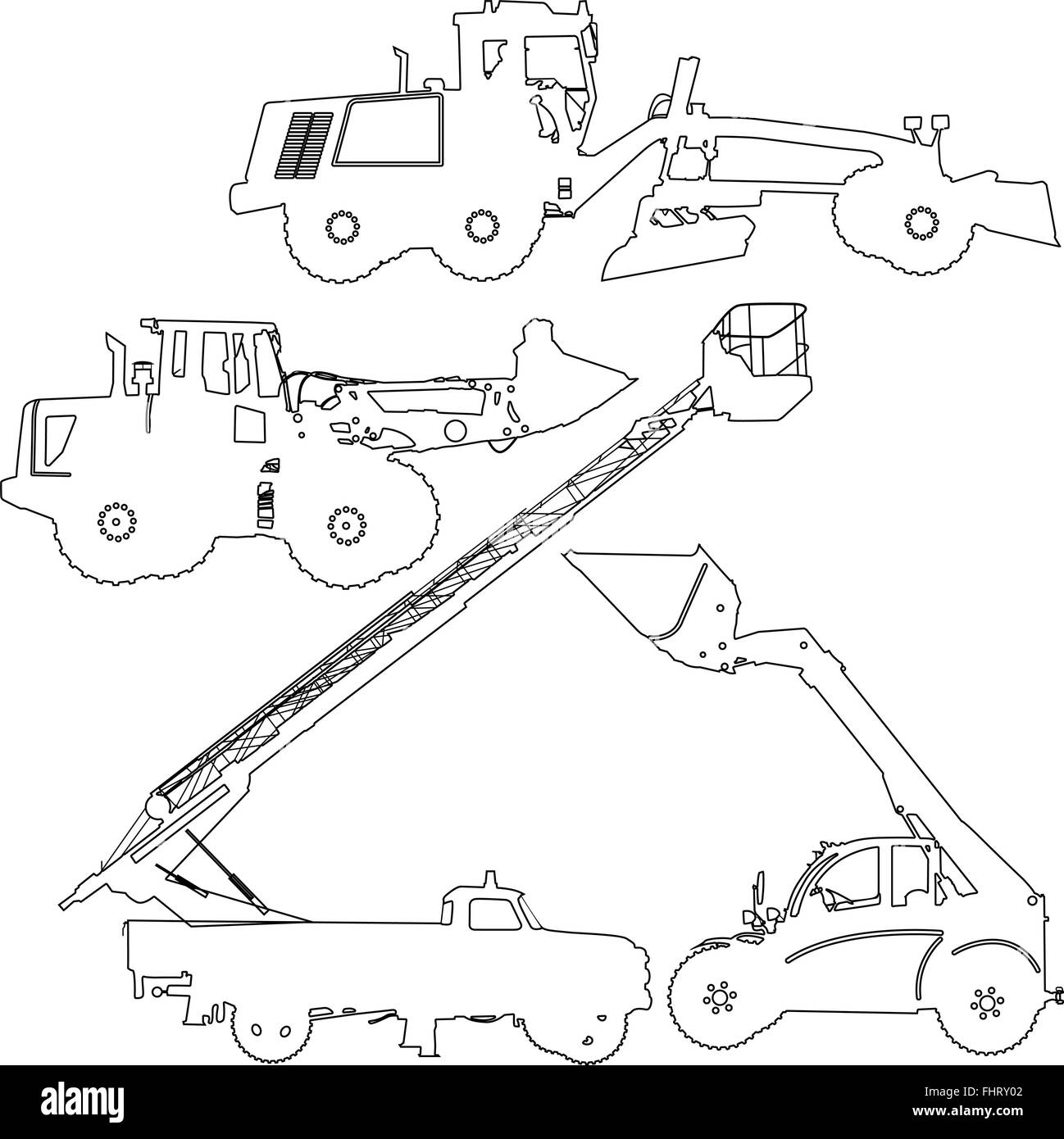 Satz von Silhouetten Baumaschinen. Vektor-illustration Stock Vektor