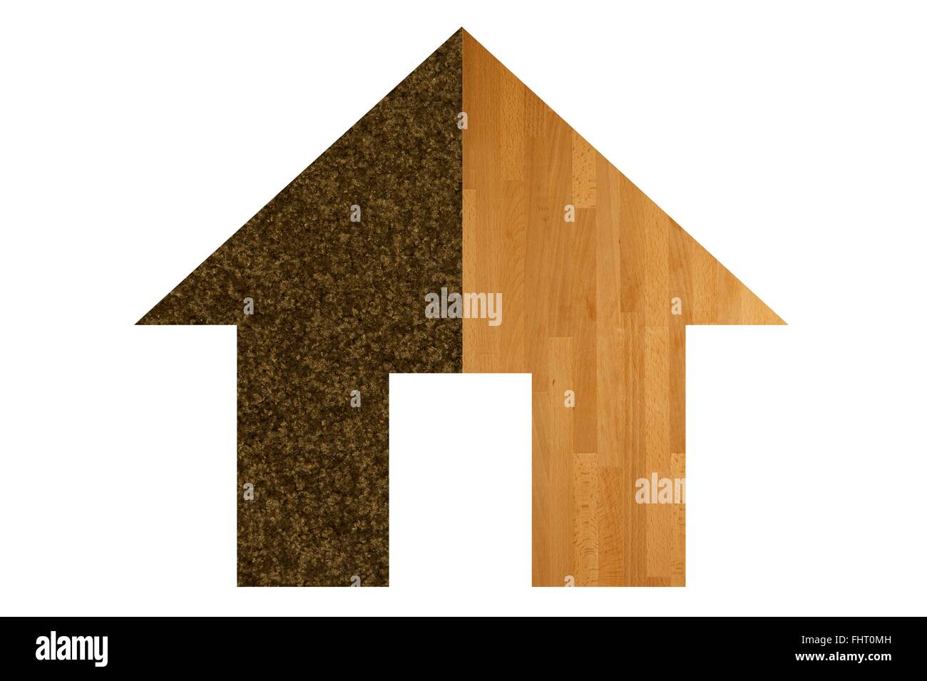 Ein Haus-Ausschnitt aus Holz und Teppich Stockfoto