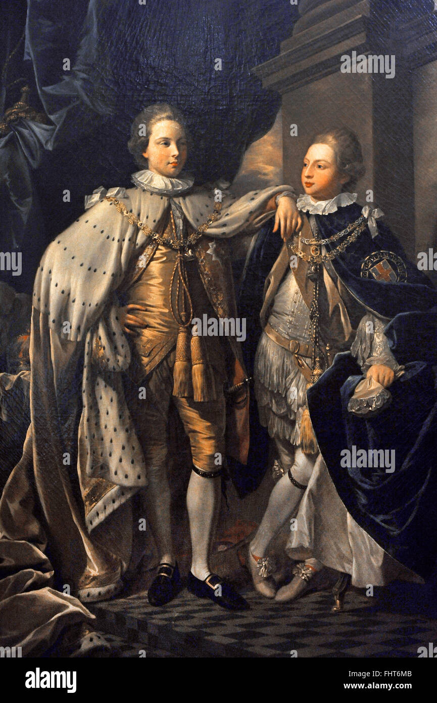 George IV (1762-1830). König von England und Friedrich von York (1763-1827). Söhne von Georg III. Porträt von George, Prinz von Wales, und Prinz Frederick, späteren Duke an York, 1778 von Benjamin West (1738-1820). Die Eremitage. Sankt Petersburg. Russland. Stockfoto