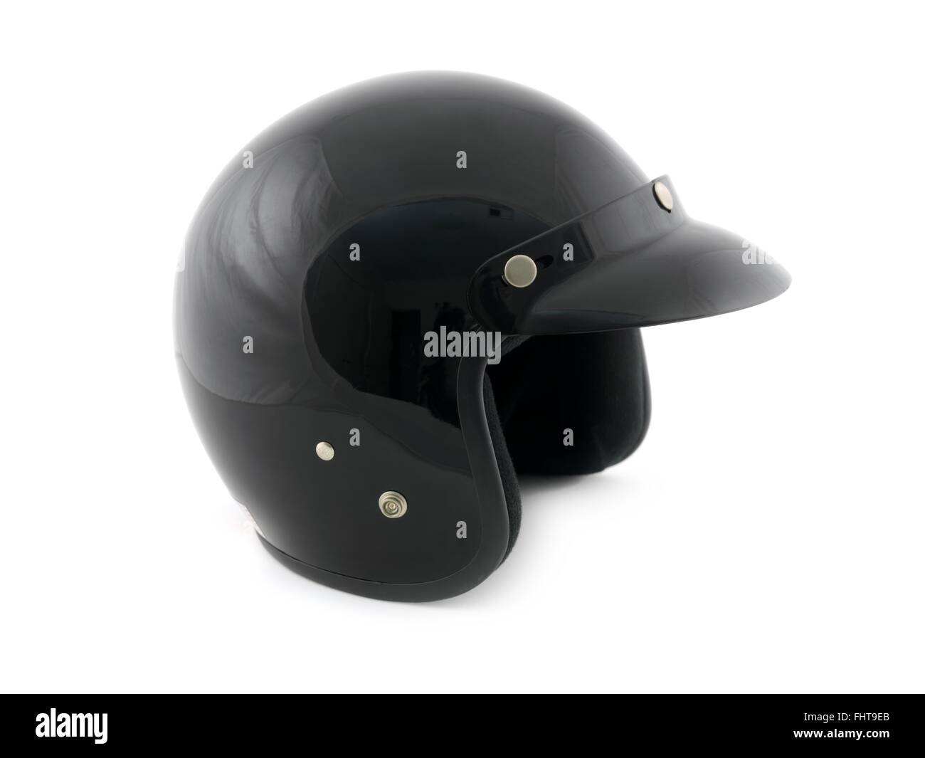 Ein Motorrad-Helm, isoliert auf weiss Stockfoto