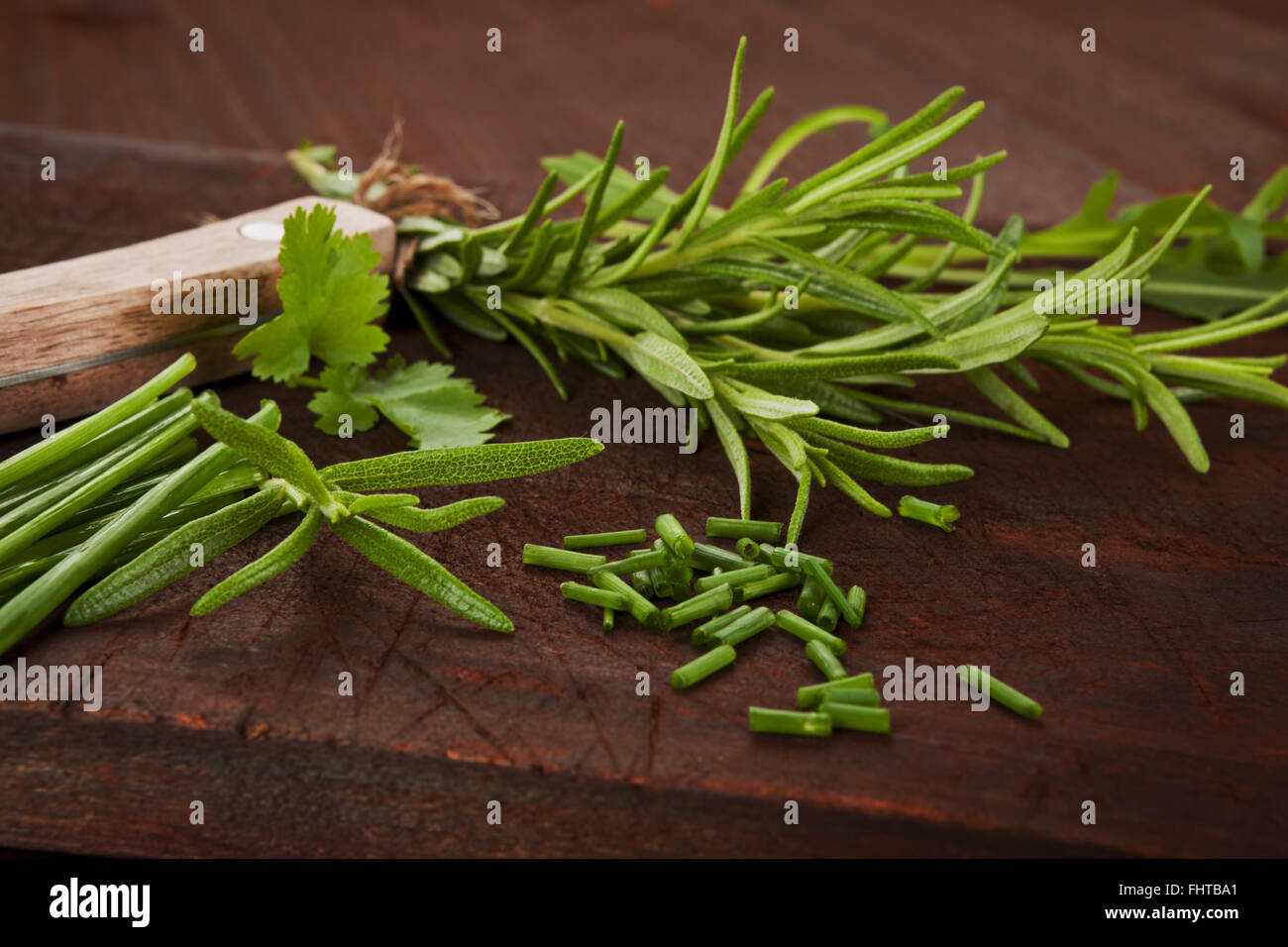 Aromatisches Küchenkraut Mischung. Stockfoto