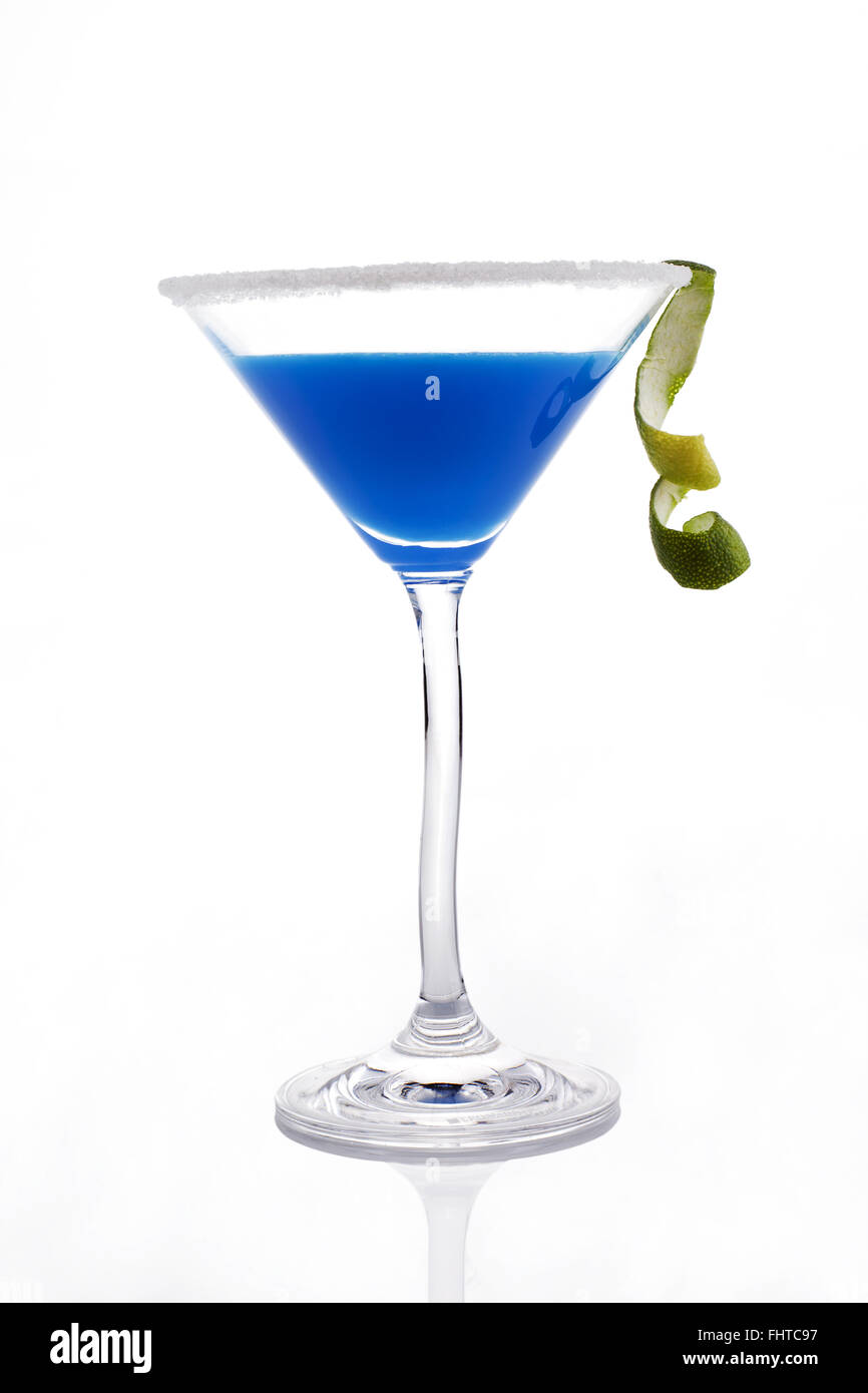 Blaue cremiger Cocktail isoliert. Stockfoto