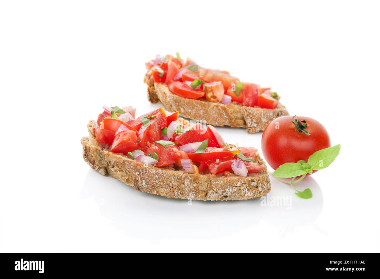 Kulinarischen Bruschetta Essen. Stockfoto