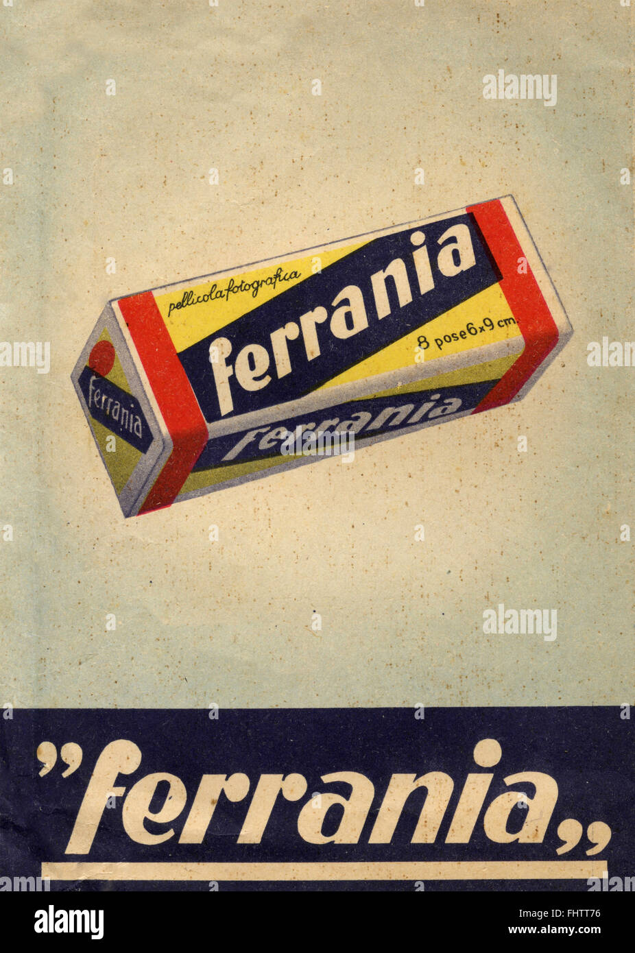 Ferrania Fotofilm, Vintage Werbung Stockfoto