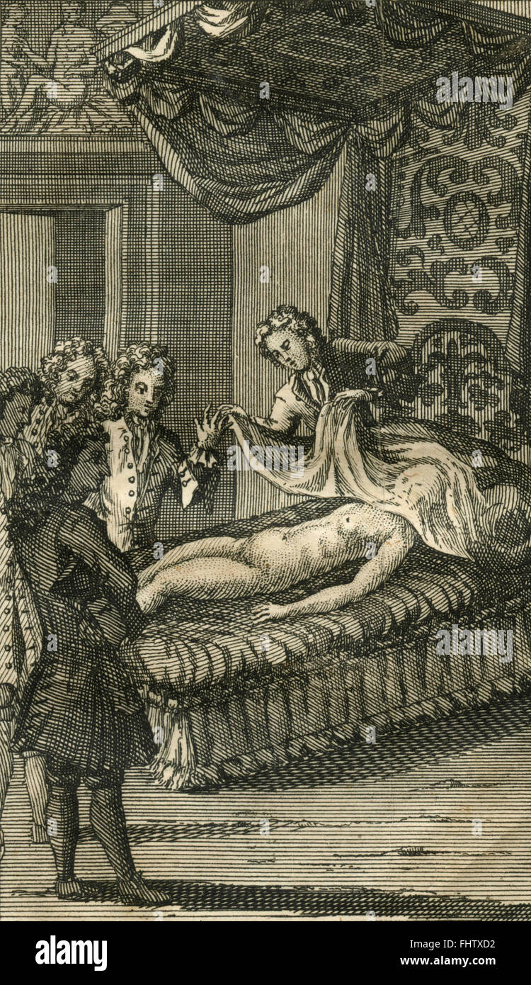 Der Tote auf dem Bett, Vintage print Stockfoto