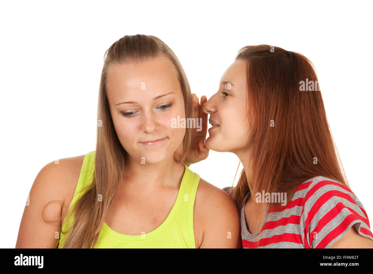 Zwei Mädchen im Teenageralter Klatsch Stockfoto