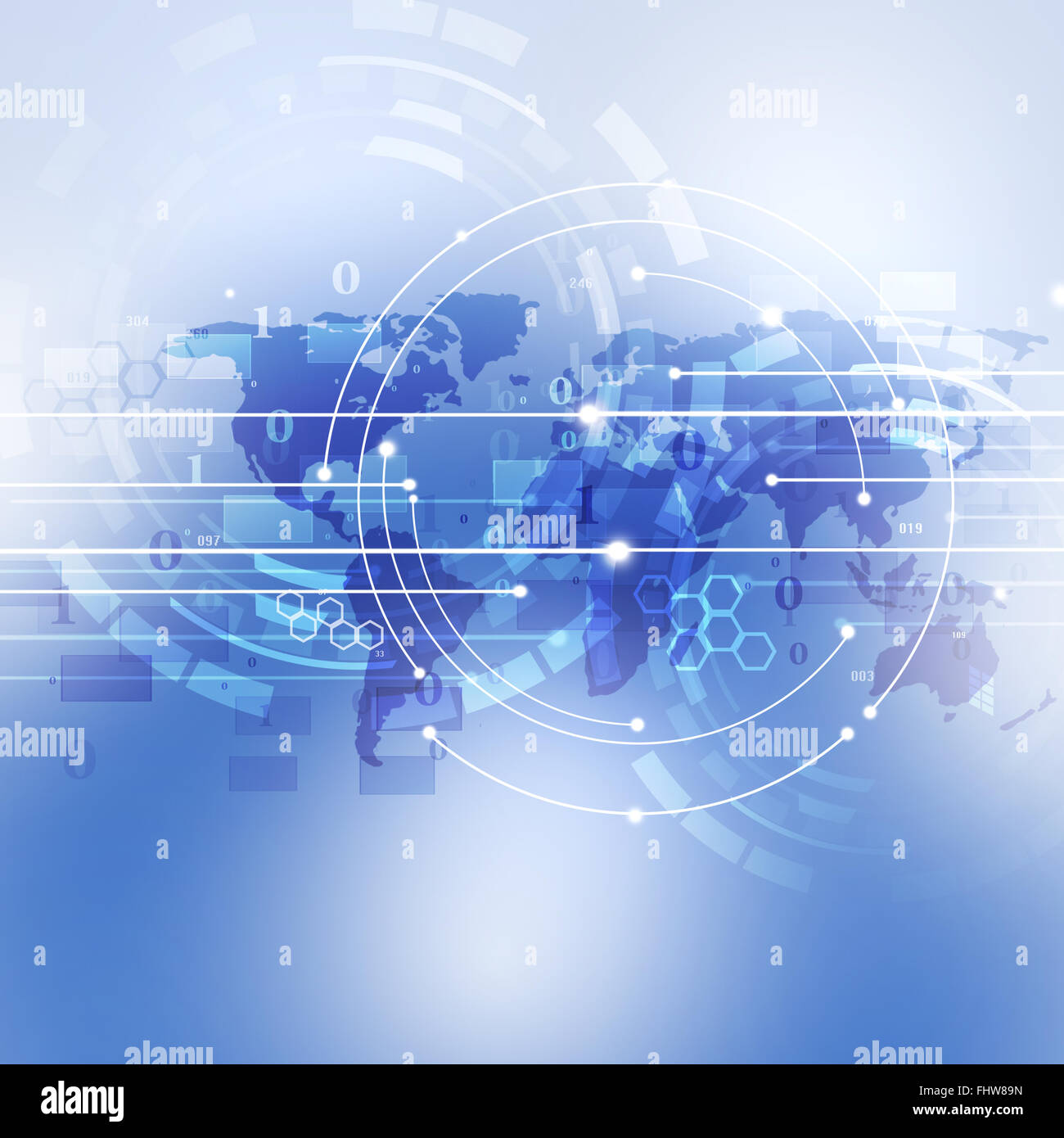 abstrakte Digitaltechnik Verbindung Konzept blauen Hintergrund Stockfoto