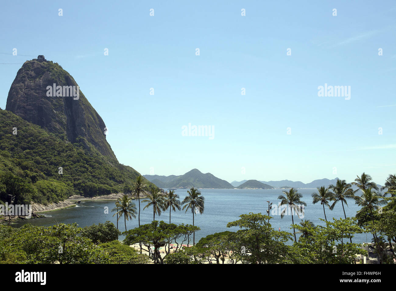 Pao de Acucar gesehen am EMI Military Engineering Institute - Urca Hügel Stockfoto