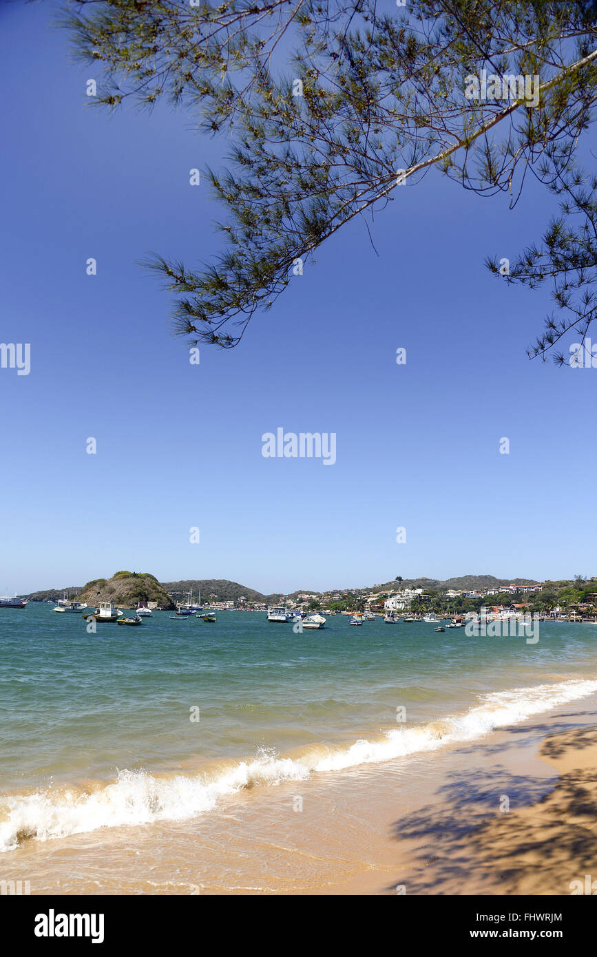 Strand-Frame cm Orla Bardot im Hintergrund - Seen-Region Stockfoto