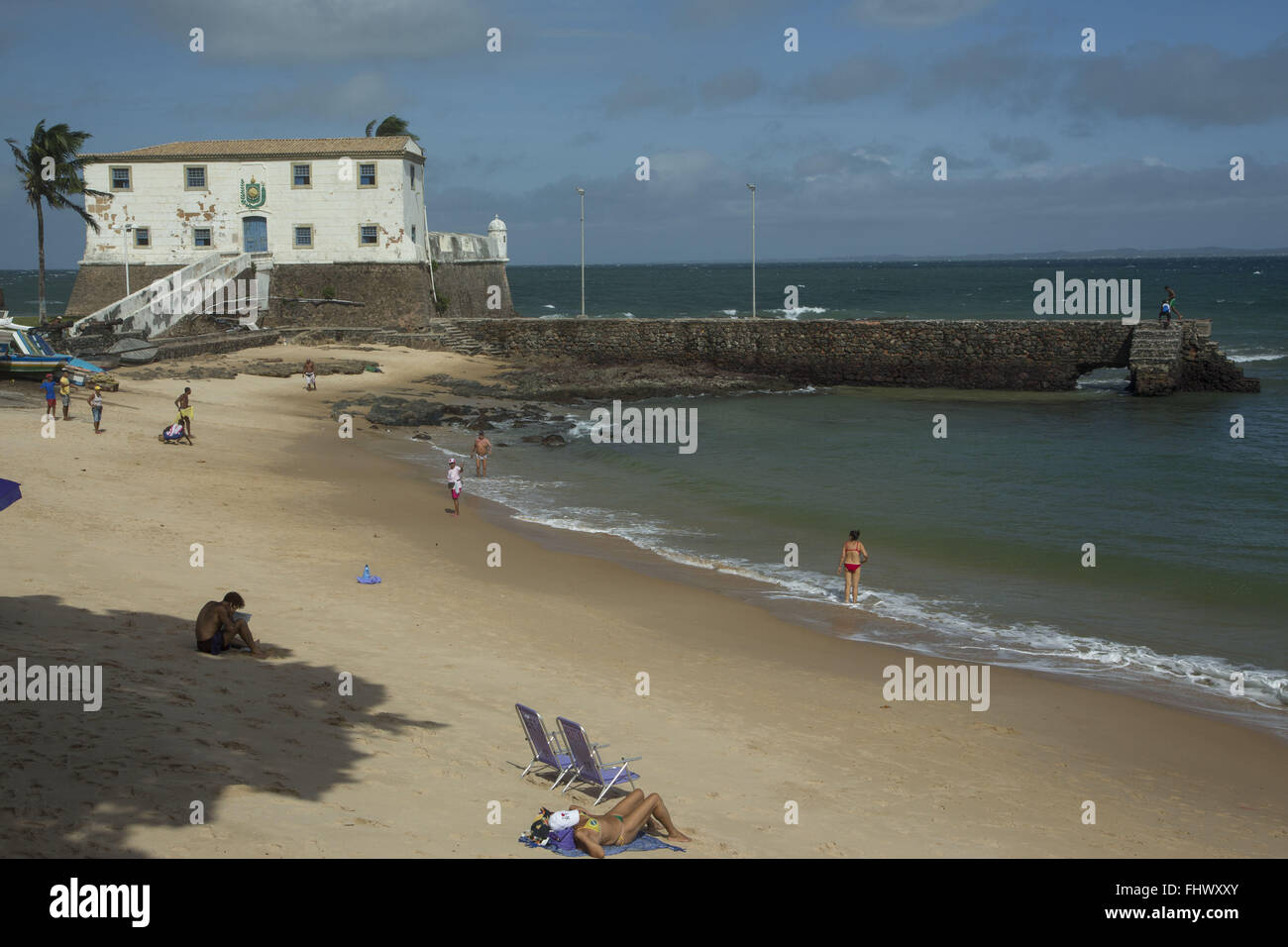 Porto da Barra, Fort von Santa Maria im Hintergrund - Nachbarschaft von Barra Stockfoto