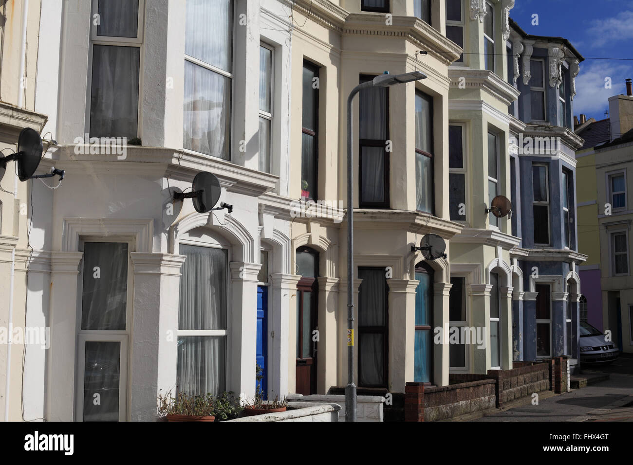 Typischen viktorianischen Häusern in St Andrews Square, Hastings, East Sussex, UK Stockfoto