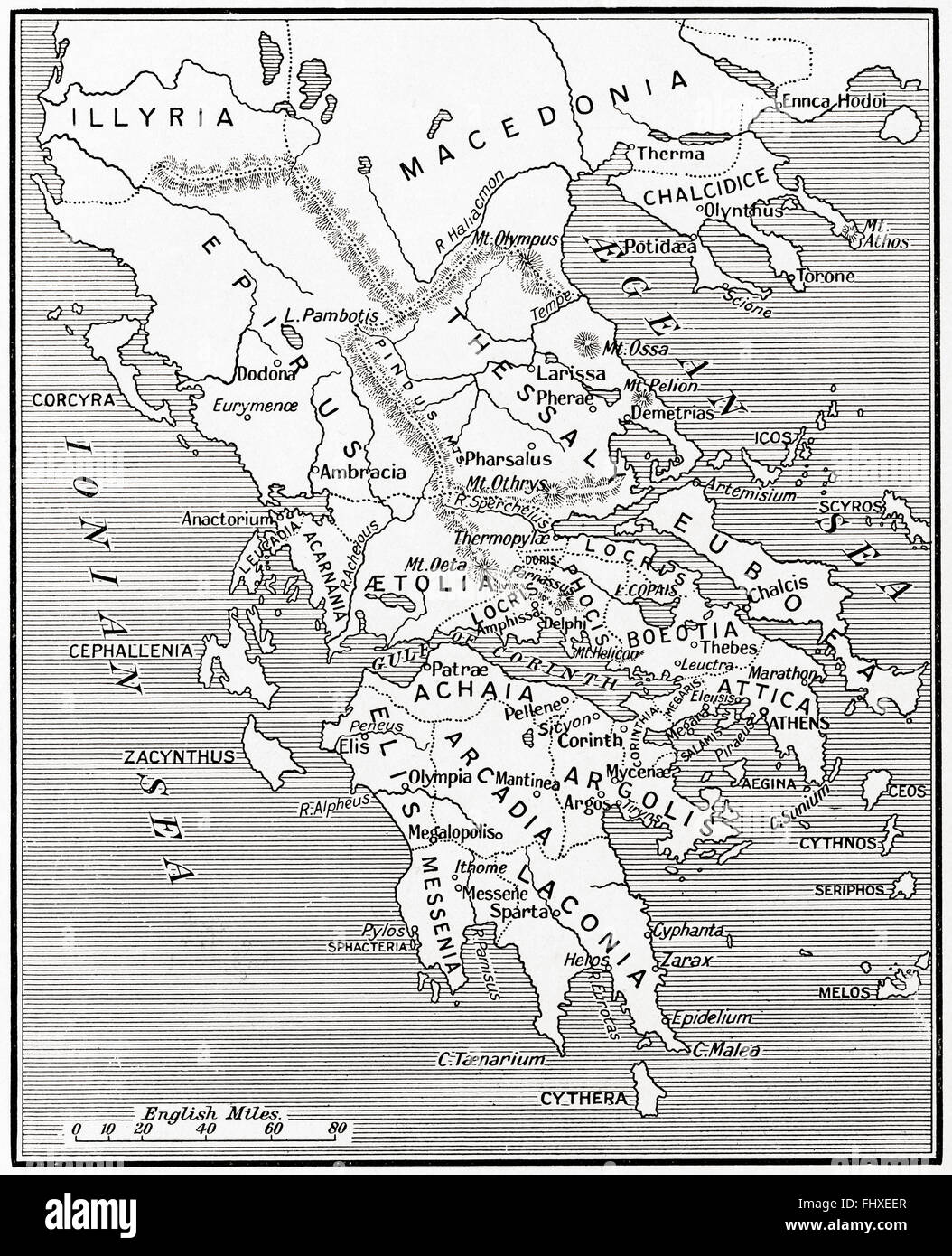 Karte des antiken Griechenlands, 500-300 v. Chr.. Stockfoto