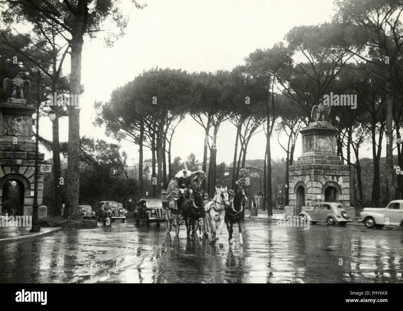 Werbung in den Wagen für den Film Yvonne la Nuit, Rom 1949 Stockfoto