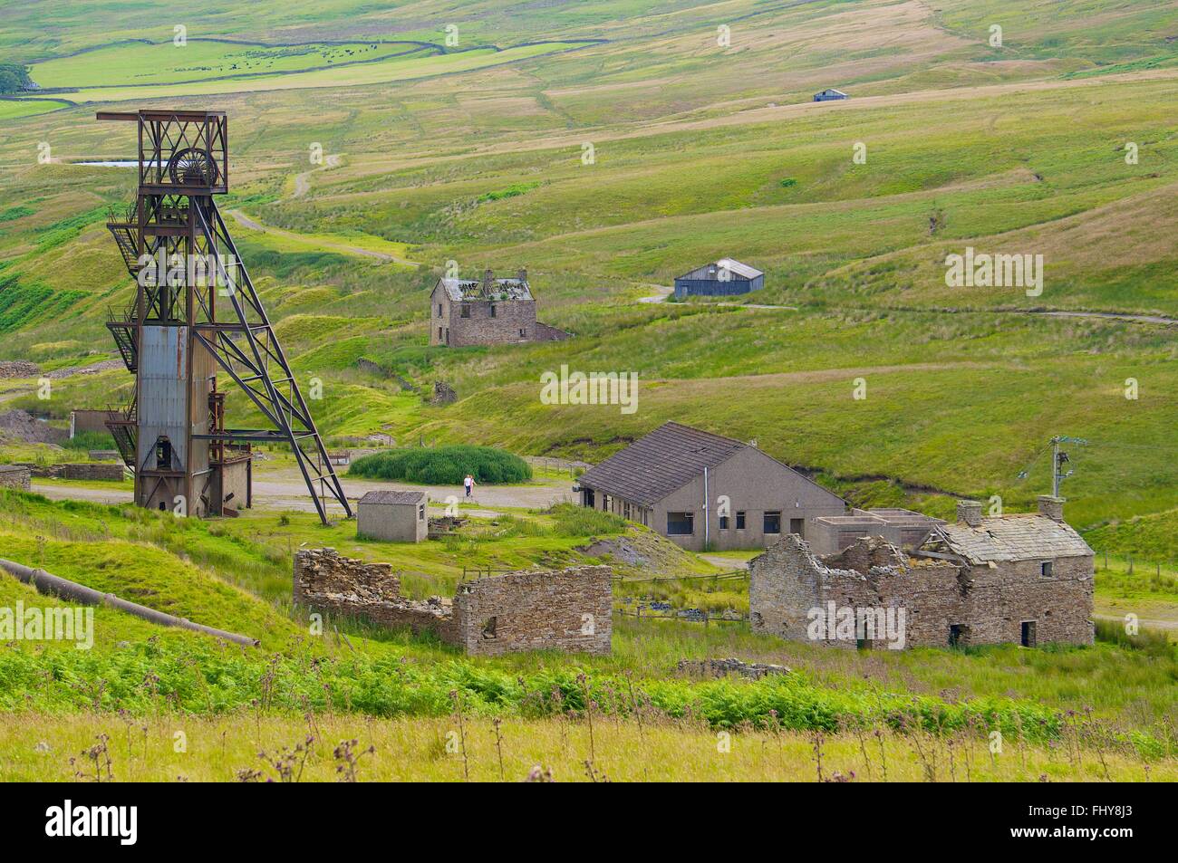 Stillgelegte Zechenhaus of Grove Rechen Mine Gebäude, Rookhope Bezirk, Weardale, North Pennines, County Durham, England, UK. Stockfoto