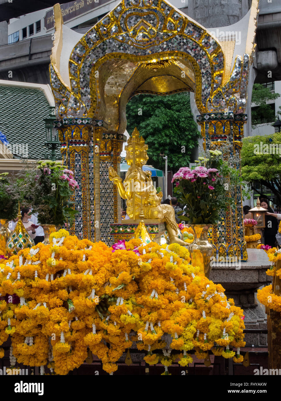 Erawan-Schrein-4 Tage nach dem Bombenangriff im August 2015 Stockfoto