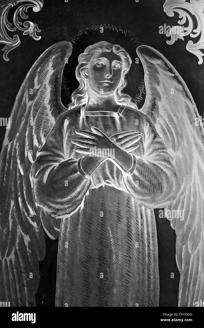 GEÄTZTE Glas Engel in der Kathedrale von Oaxaca - OAXACA, Mexiko Stockfoto