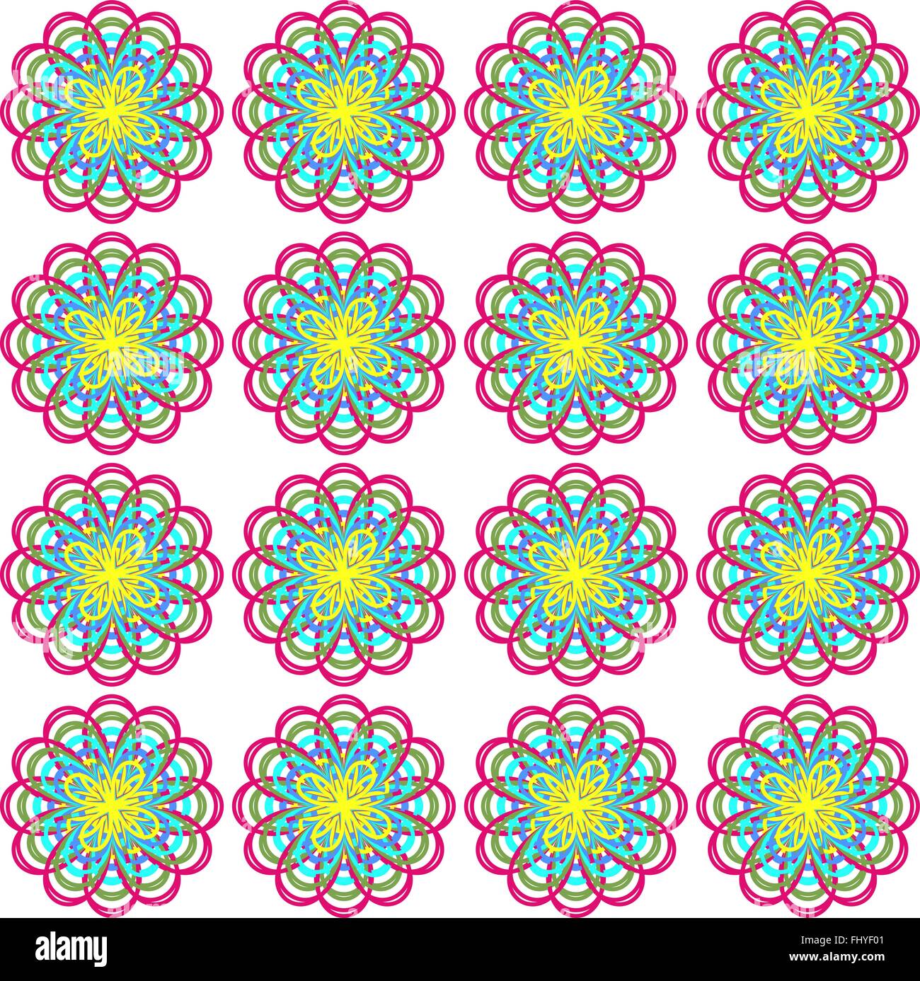Blumen-Print für Stoff. Nahtlose Muster in verschiedenen Farben mit dominanten rosa Farbe. Digitale Vektorgrafik Hintergrund. Stock Vektor