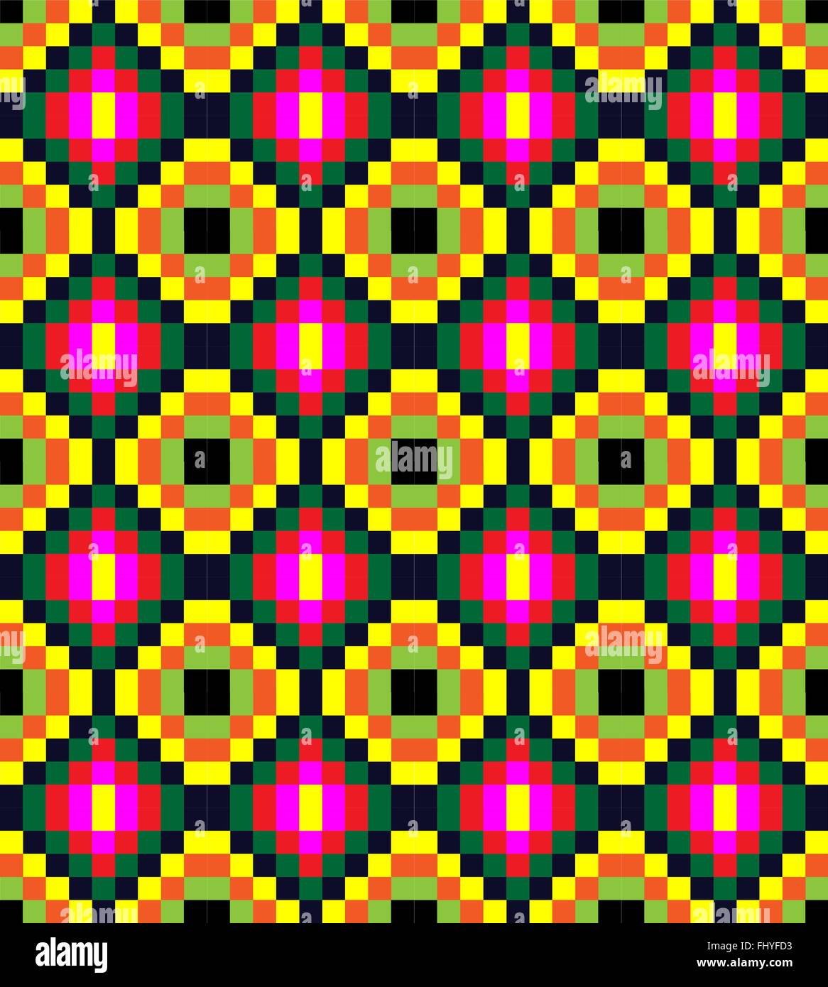 Alten altmodische quadratische Ornament mit dominanten rosa Farbe. Bunten geometrischen Musterdesign Vektor Illustration Hintergrund. Stock Vektor