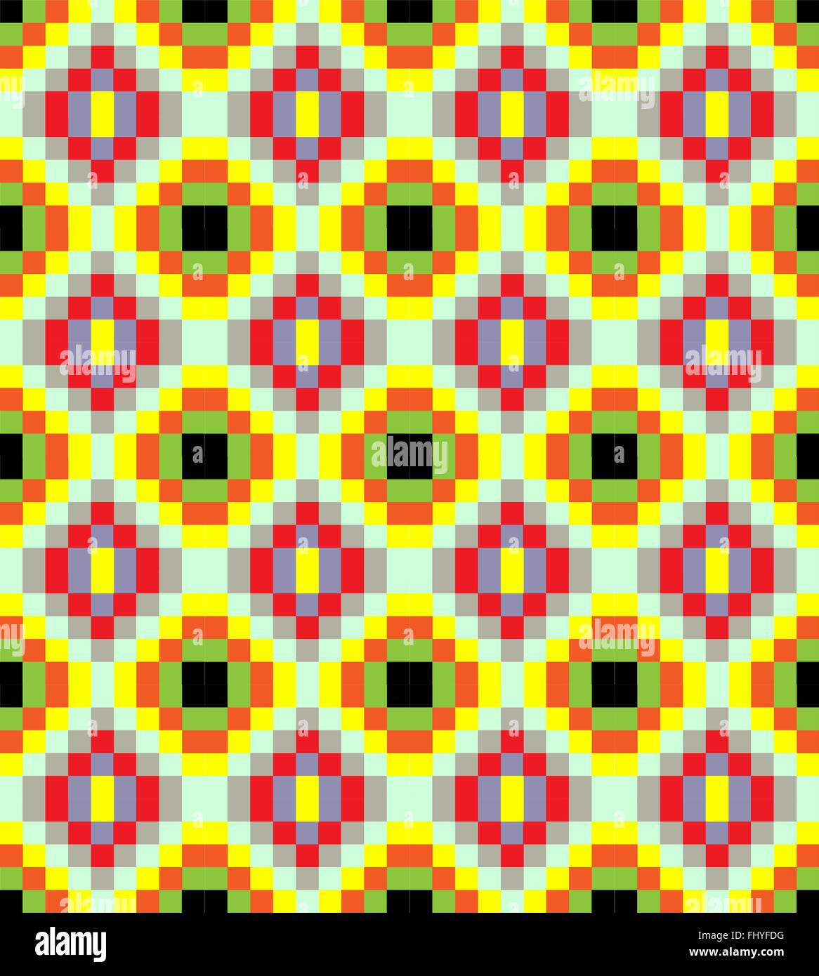 Alten altmodische quadratische Ornament mit dominante gelbe Farbe. Bunten geometrischen Musterdesign Vektor Illustration Hintergrund Stock Vektor