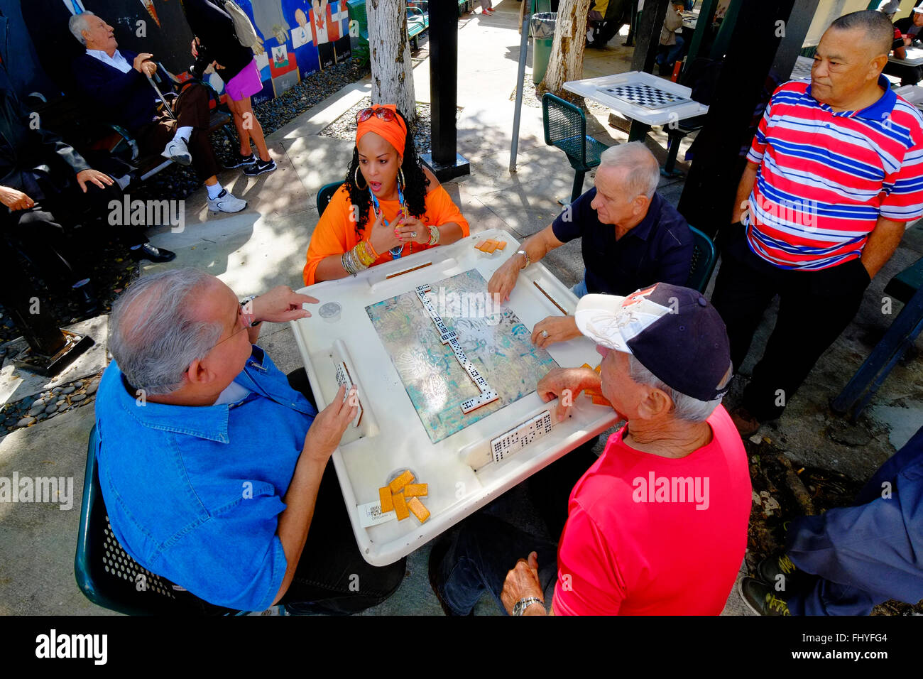 Domino Park Calle Ocho Little Havana der kubanischen amerikanischen Halbin Miami Florida FL Stockfoto