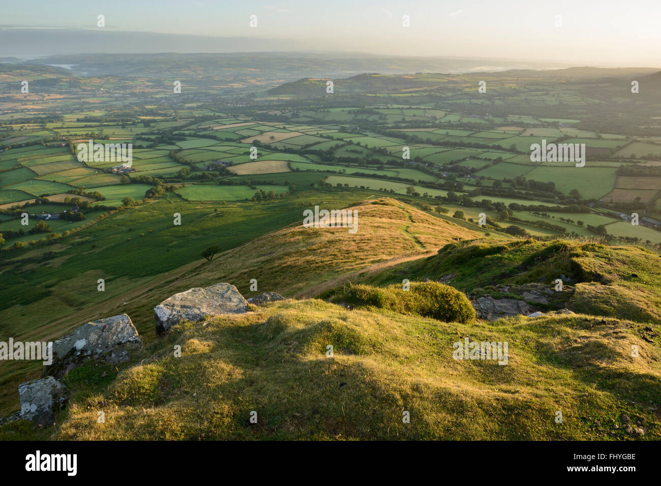 Blick vom Mynydd Troed in den Brecon Beacons, Wales. Stockfoto