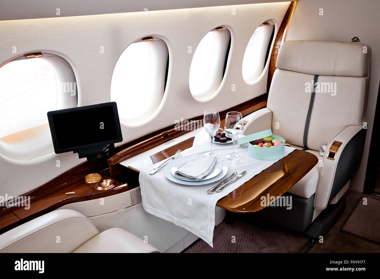 Business Jet ineterior Stockfoto