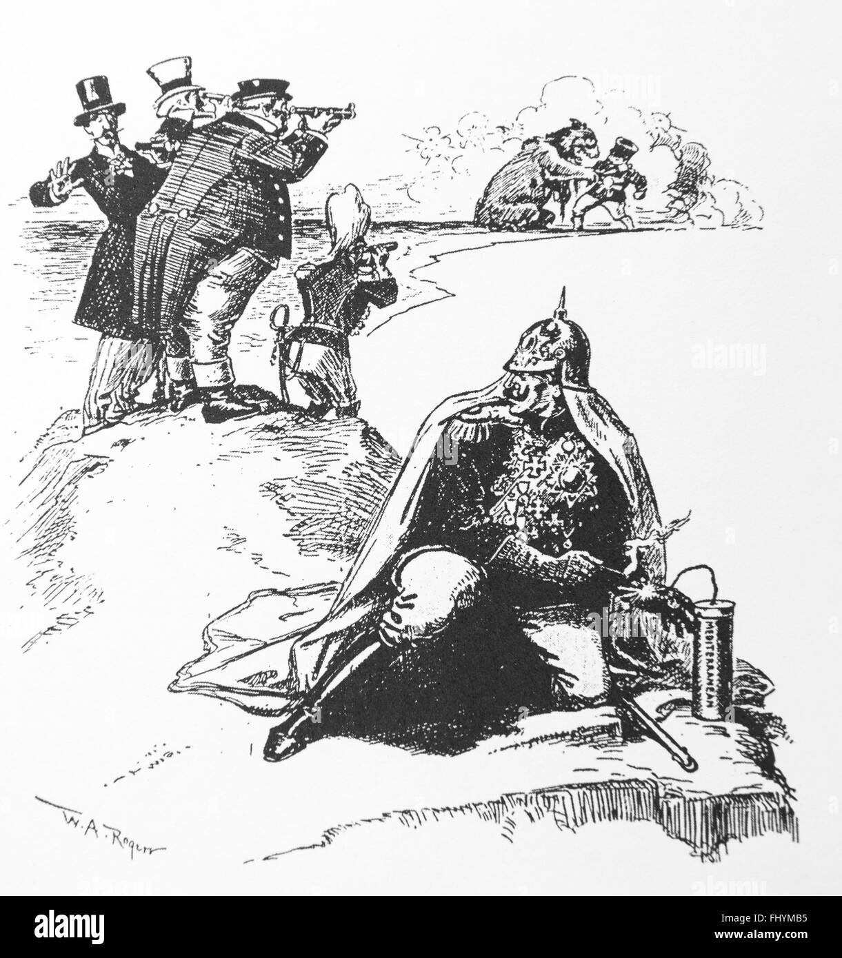 Karikatur des russisch-japanischen Krieges . Marokkanische Krise 1905. Veröffentlicht in Harper's Weekly, 6. Mai 1905. Stockfoto