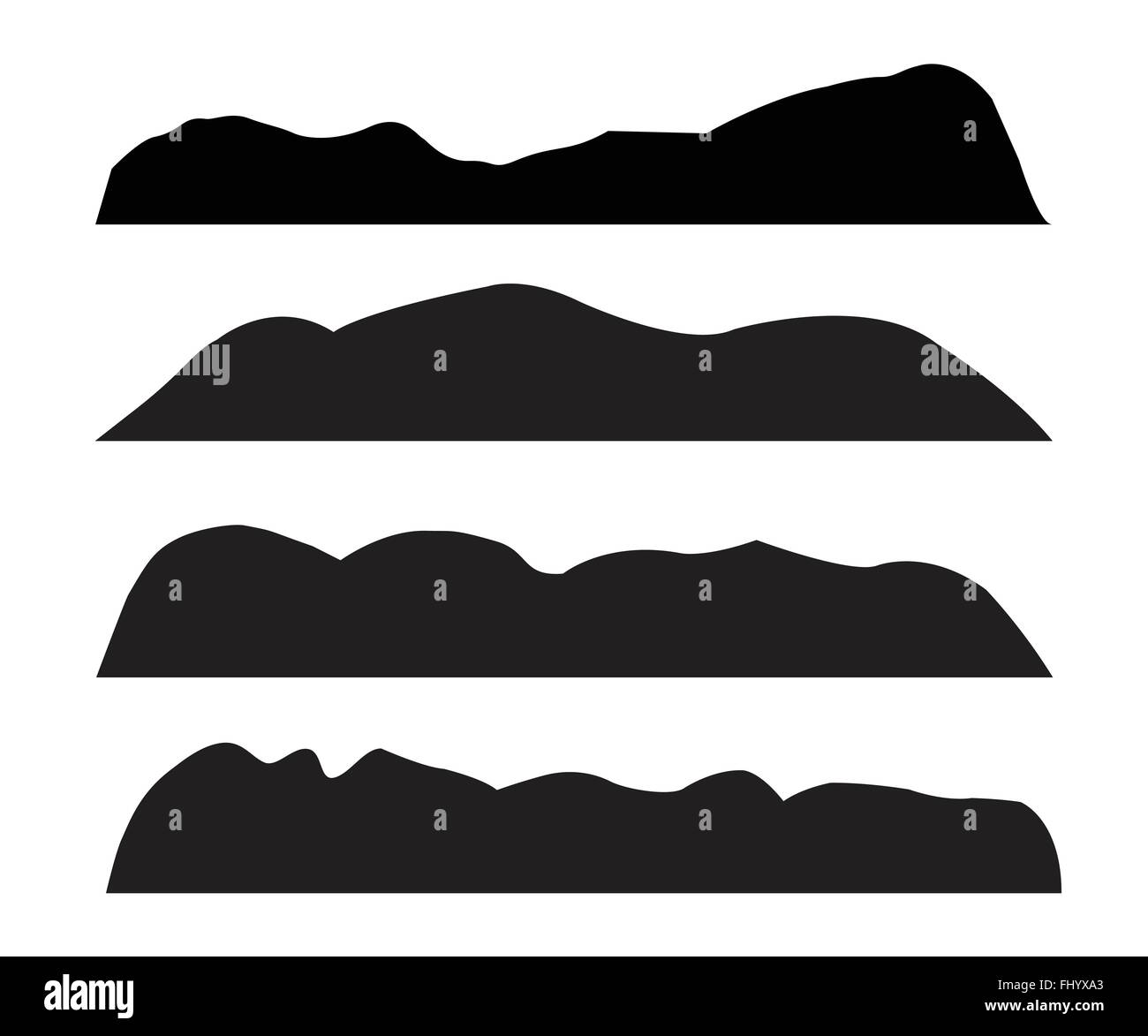 Berg-Silhouetten auf weißem Hintergrund Stock Vektor