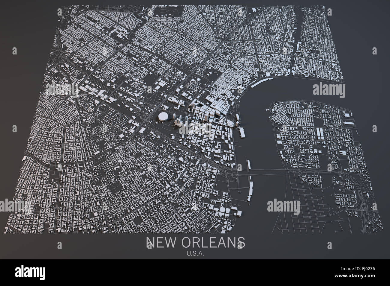 New Orleans Karte, Satellitenbild, USA Stockfoto