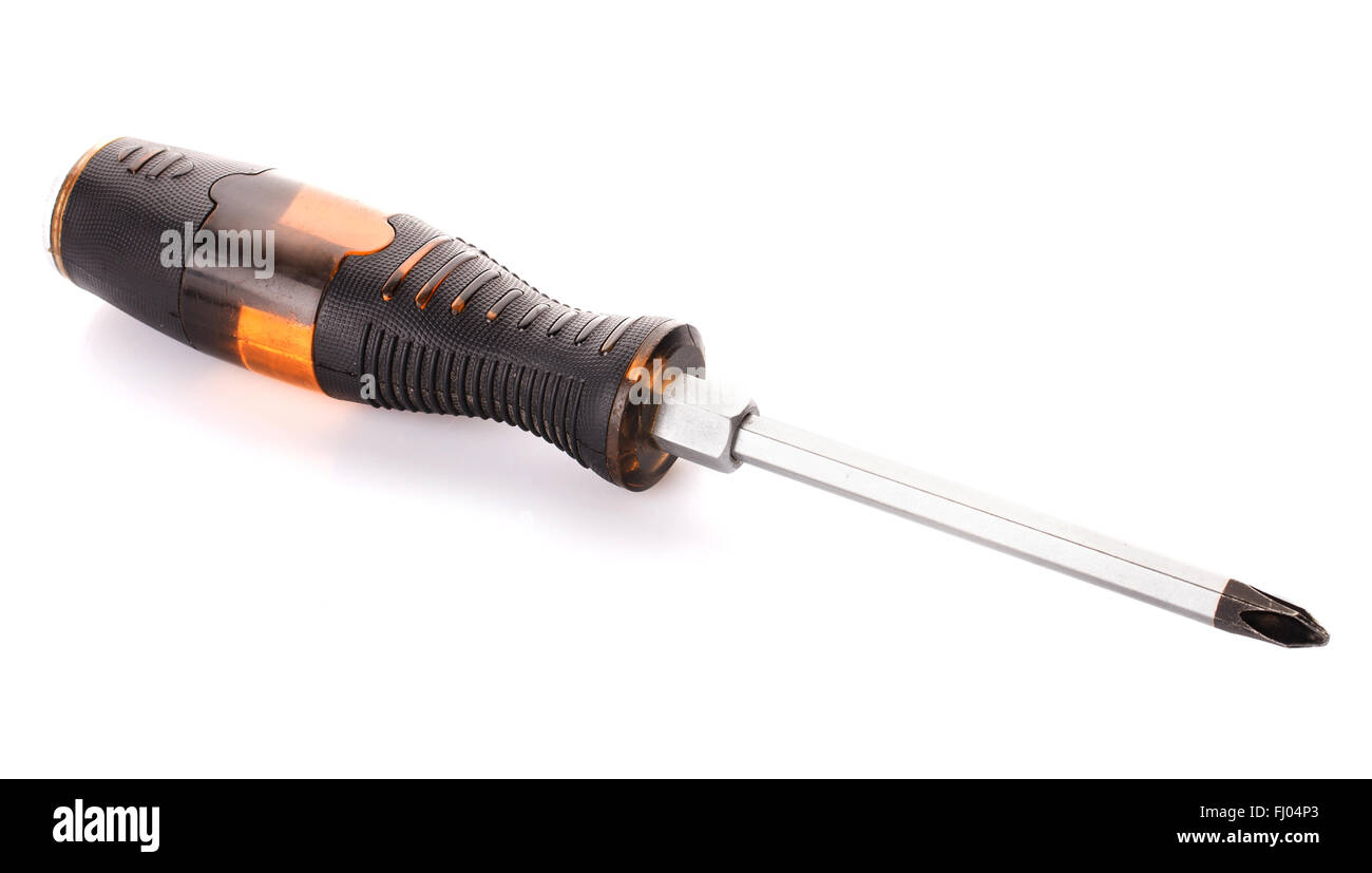 schwarzen Schraubenzieher isoliert Stockfoto