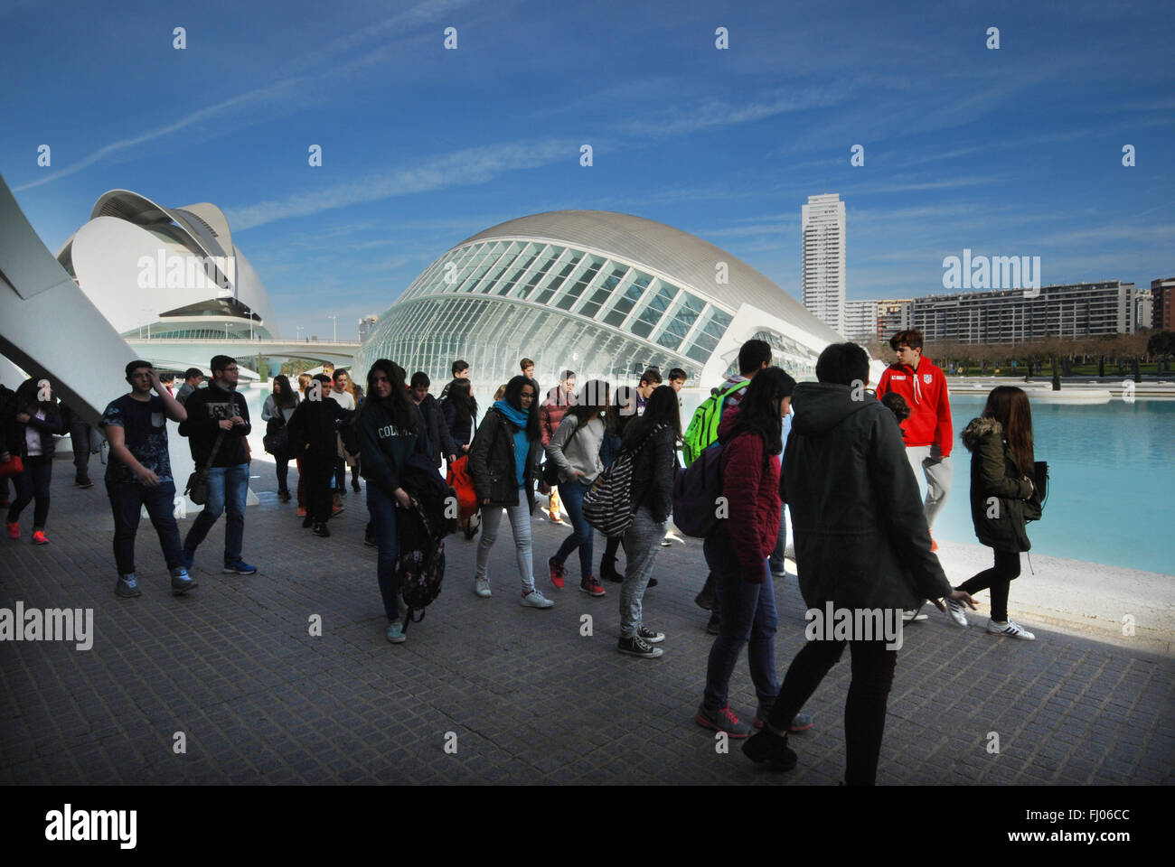 Schule besuchen, Ciudad de Las Artes y Las Ciencias, Valencia, Spanien Europa Stockfoto