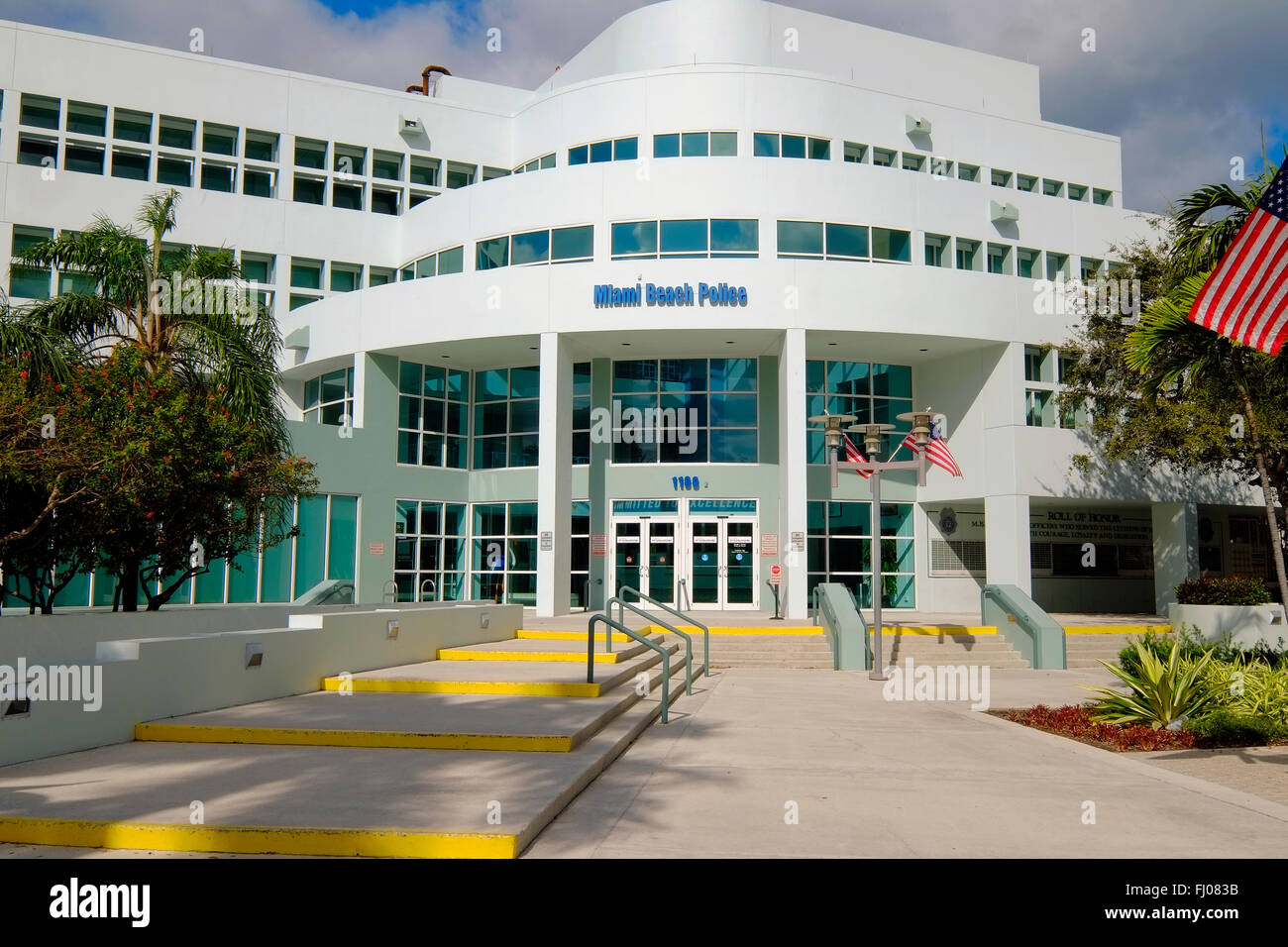 Polizei von Miami Beach Florida FL Art-Deco-Ocean Drive South Beach Stockfoto
