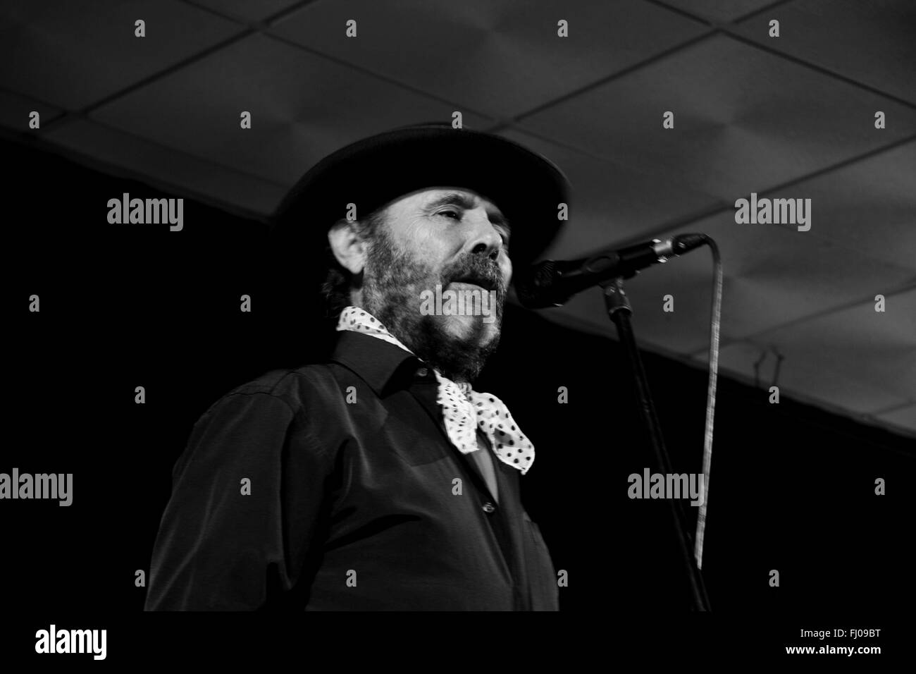 LA ALBUERA, BADAJOZ, Spanien, 28. März: Jose Domiguez El Cabrero, Durchführung auf der Bühne während La Abuera Flamenco-Festival im März Stockfoto