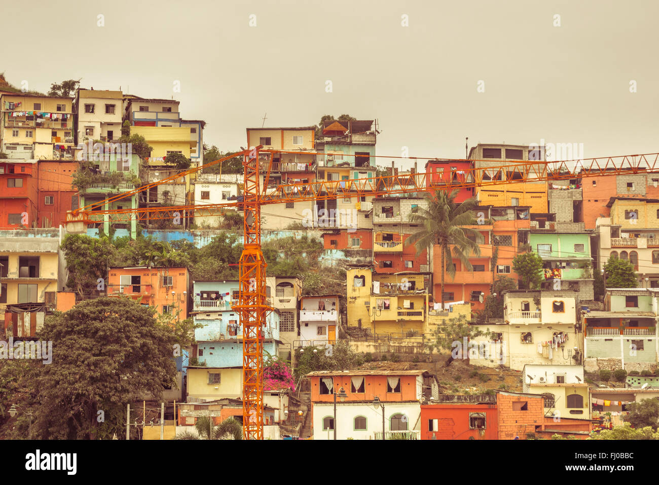 Malerische farbigen alten Armen befindet sich an der Spitze eines Hügels am Cerro Santa Ana in Guayaquil, Ecuador. Stockfoto