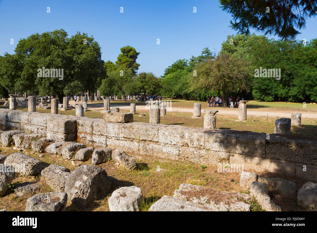 Olympia, Peloponnes, Griechenland.  Das antike Olympia.  Das Gymnasium.  Das antike Olympia ist ein UNESCO-Weltkulturerbe. Stockfoto