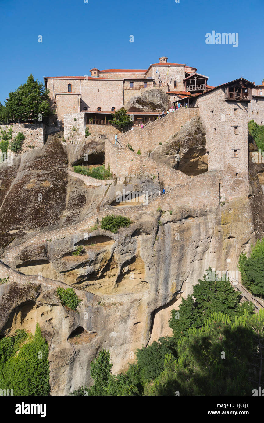 Meteora, Thessalien, Griechenland.  Das Kloster der Verklärung oder The Great Meteora, aka The heilige Kloster der großen Meteora Stockfoto