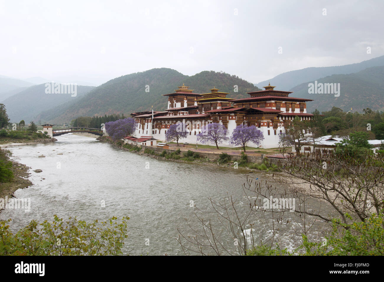 Punakha Dzong, diente der 2. Dzong in Bhutan und es entsteht als Hauptstadt und Regierungssitz bis Mitte 1950. Stockfoto