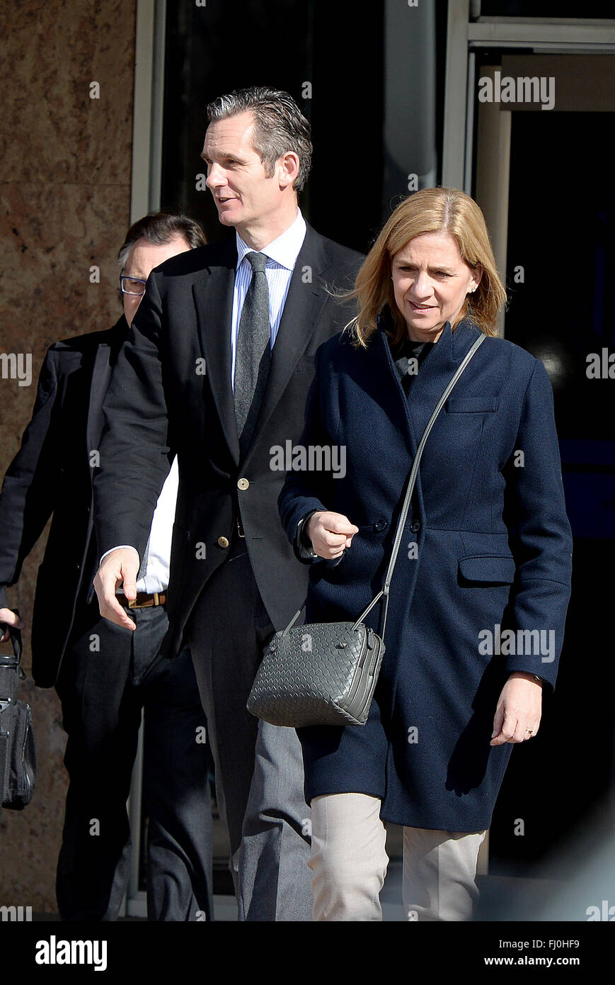 Infantin Cristina und Mann Iñaki Urdangarin in das Gericht von Mallorca, angezeigt von Steuerbetrug im Fall Noos. Stockfoto