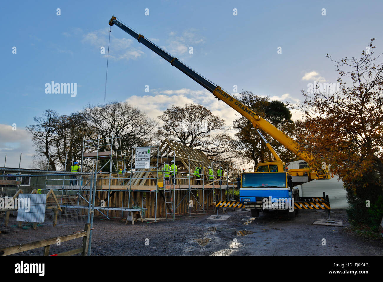Avalon Sümpfe (Zentrum); Bauarbeiten; Somerset; UK Stockfoto