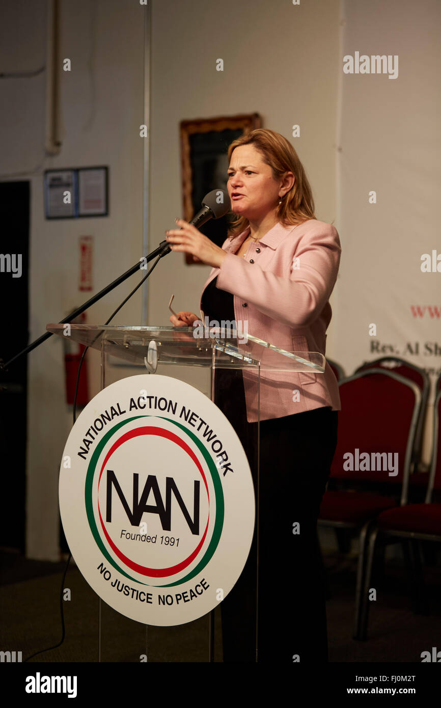 Melissa Mark-Viverito Lautsprecher New York City Rat Bemerkungen NAN, MLK Jr. Haus der Gerechtigkeit 18.01.16 Stockfoto
