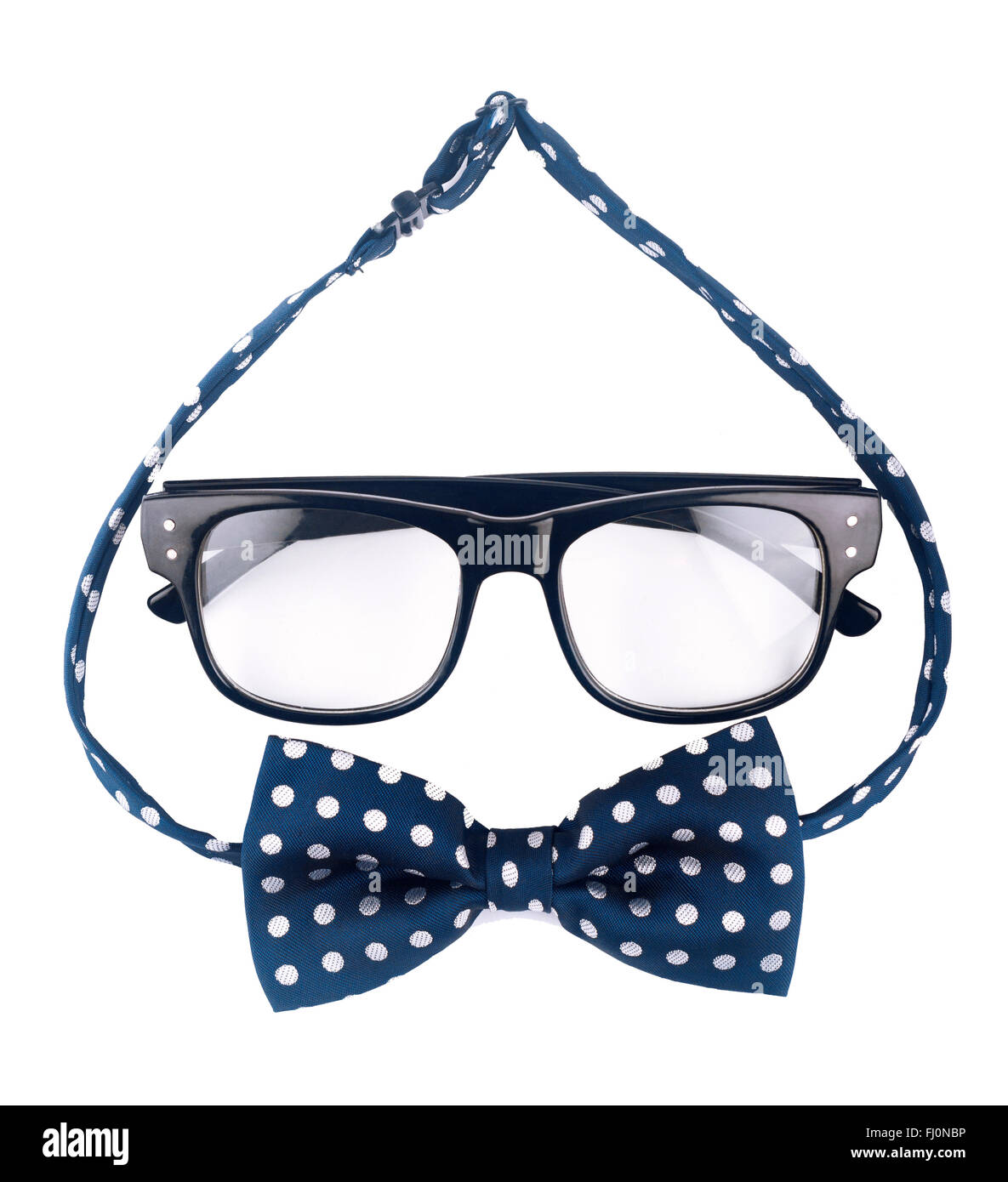 Hipster Gläser und gepunktete Bogen isoliert auf weißem Hintergrund Stockfoto
