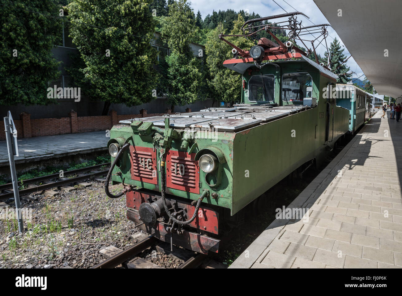 Tschechoslowakische TschS11 Lok "Kukushka" Schmalspur-Eisenbahn von Borjomi Bahnhof (Foto), Bakuriani, Georgia Stockfoto