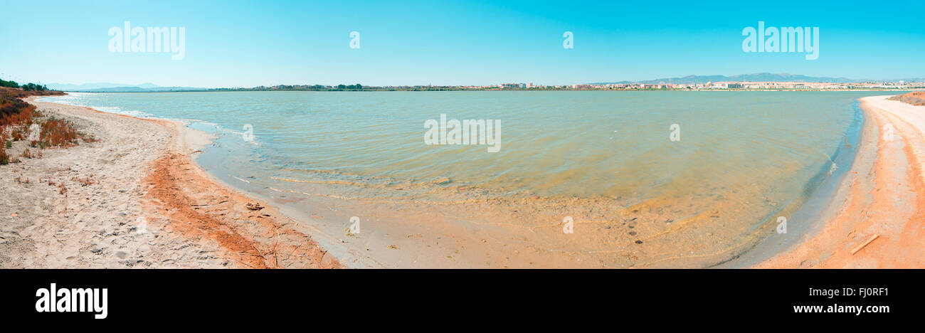 Panoramablick von Molentargius Teich, Sardinien Stockfoto