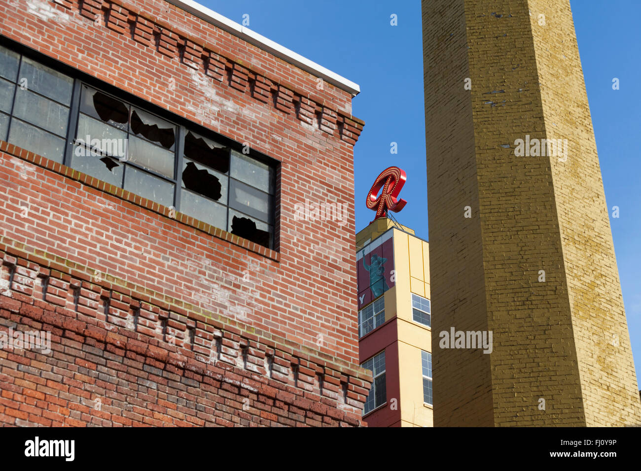Seattle, Washington: Die alte Brauerei Rainier. Stockfoto