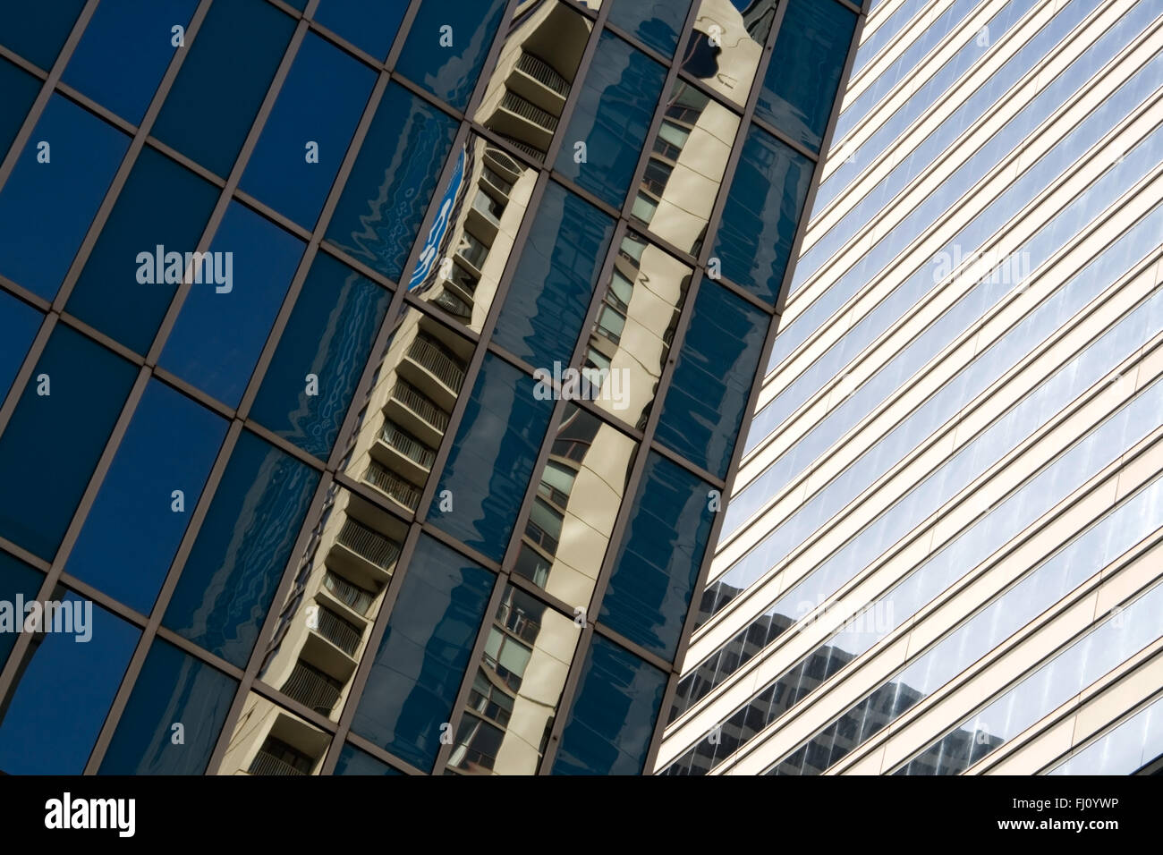 Abstrakte Sicht der Reflexion der Chicago Wolkenkratzer Stockfoto