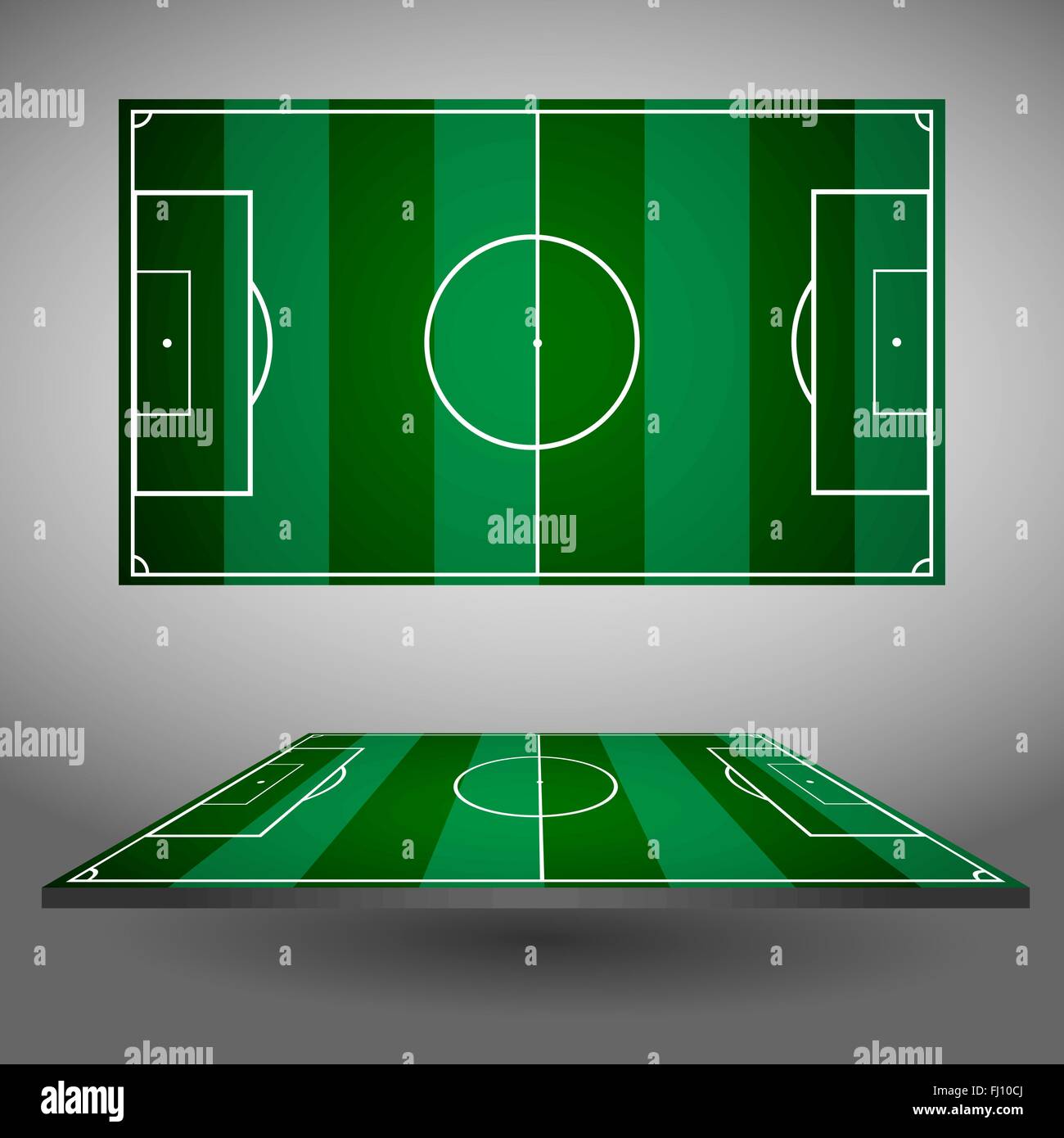 Fußball oder Soccer Spielfeld oben und Seitenansichten. Sportstadion  isoliert auf einem grauen Hintergrund. Digitale Vektor-Illustration  Stock-Vektorgrafik - Alamy