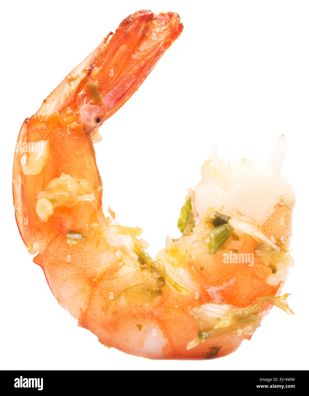 Gegrillte Shrimps isoliert auf weißem Hintergrund Stockfoto