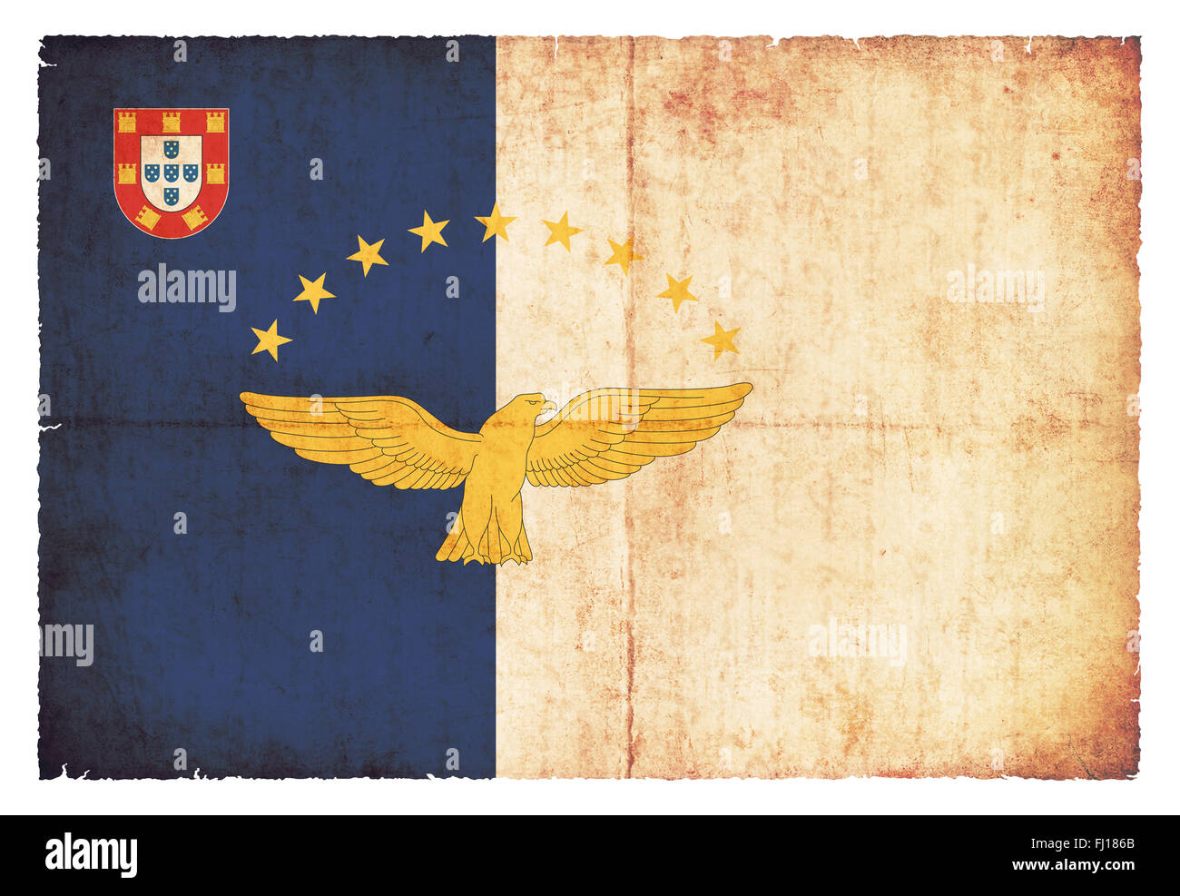 Nationale Flagge der Azoren im Grunge-Stil erstellt Stockfoto