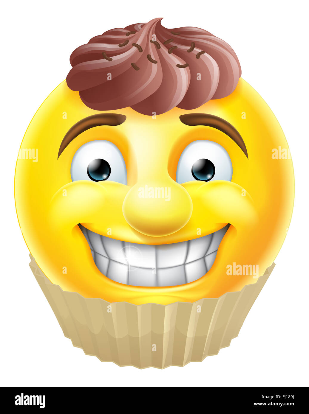 Ein Schokoladenkuchen Emoji Emoticon Smiley Gesicht Zeichentrickfigur Stockfoto