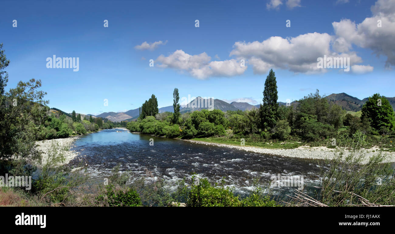 Motueka River in Tasman District, Neuseeland Stockfoto